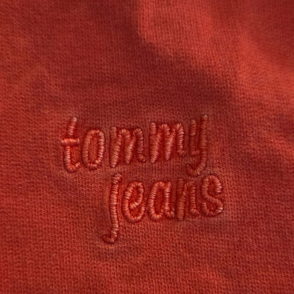 Tommy Jeans Women's Red Full Zip Hoodie Sweatshirt M Logo Cotton Blend - Picture 3 of 8